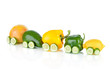 Photo: Train made of various fruit and vegetables isolated Train made of various fruit and vegetables isolated