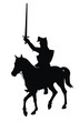 Knight with sword on horseback vector silhouette
