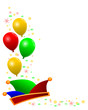 Luftballons, Narrenkappe und Konfetti
