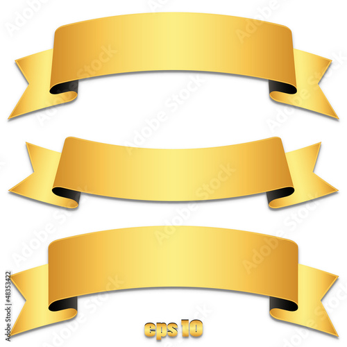Vector: Set of gold ribbons, tapes - Goldene Banderole Sammlung Set of gold ribbons, tapes - Goldene Banderole Sammlung