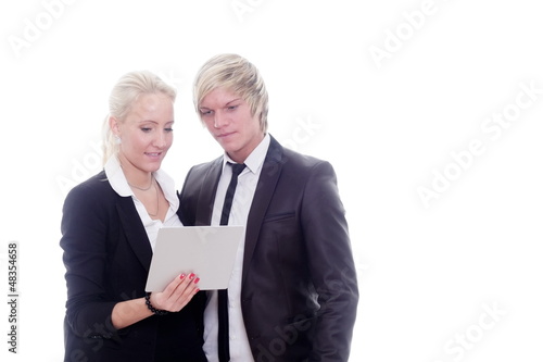 Photo: business woman man digital tablet business woman man digital tablet