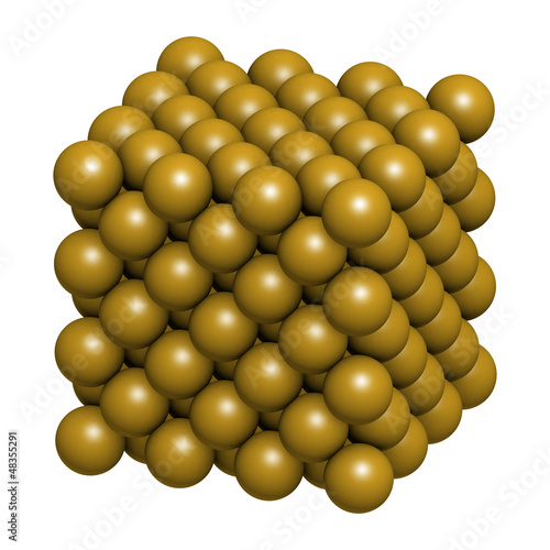 Illustration: Gold (Au) metal, crystal structure. Gold (Au) metal, crystal structure.