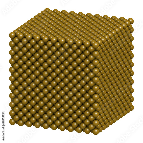 Illustration: Gold (Au) metal, crystal structure. Gold (Au) metal, crystal structure.