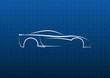 Vector: White car logo on blue texture White car logo on blue texture