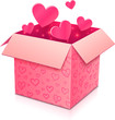 Vector: Ornate open paper box with rose hearts inside Ornate open paper box with rose hearts inside
