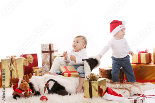 Photo: Babies having fun on Christmas Babies having fun on Christmas