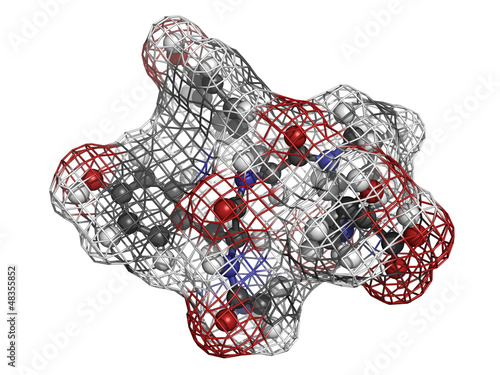 Illustration: Gluten exorphin A5 molecule, chemical structure. Gluten exorphin A5 molecule, chemical structure.