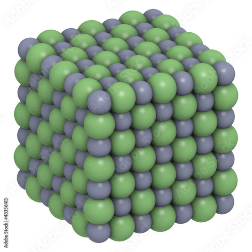 Illustration: Sodium chloride (NaCl, table salt), crystal structure Sodium chloride (NaCl, table salt), crystal structure