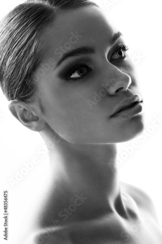 Photo: Black and white image of latino woman Black and white image of latino woman