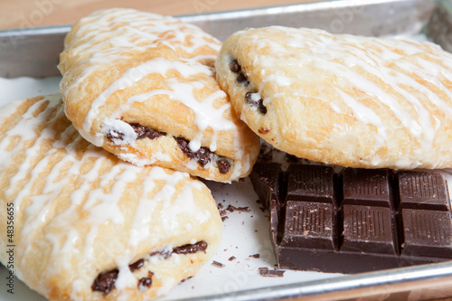 Photo: Chocolate croissants with icing Chocolate croissants with icing