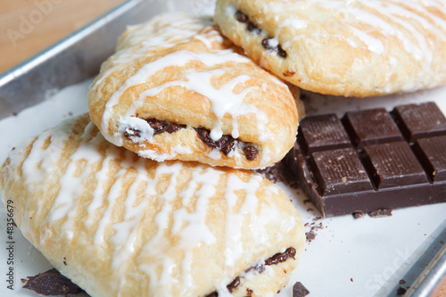 Photo: Chocolate croissants with icing Chocolate croissants with icing