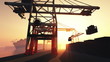 Industrial Port sunset sunrise 3D render