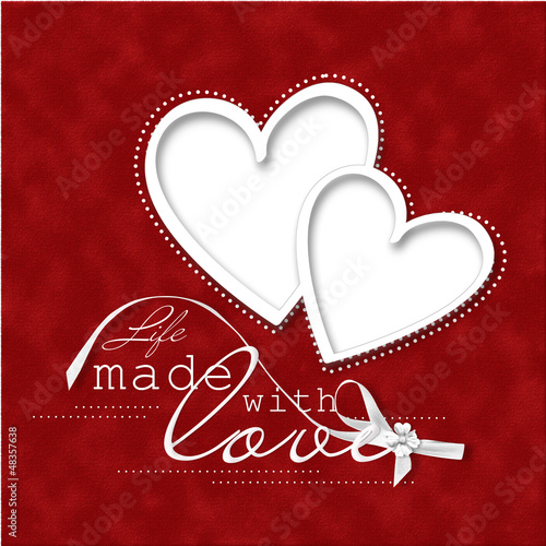 Illustration: Valentine's Day Card.beautiful red background with frame-heart Valentine's Day Card.beautiful red background with frame-heart