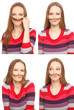 Woman with moustache.Four images collage