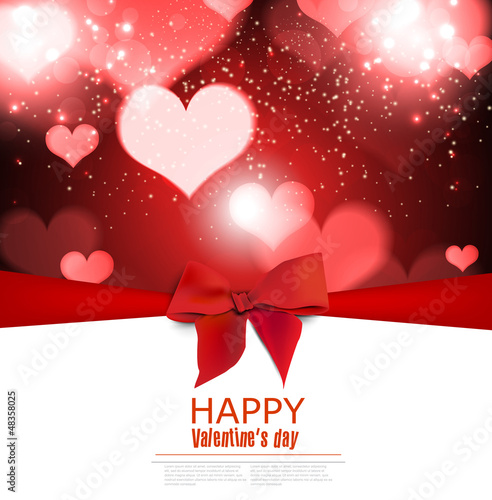 Vector: Beautiful greeting cards with red bows and copy space. Valentine Beautiful greeting cards with red bows and copy space. Valentine