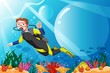 Vector: Scuba diver in the ocean Scuba diver in the ocean