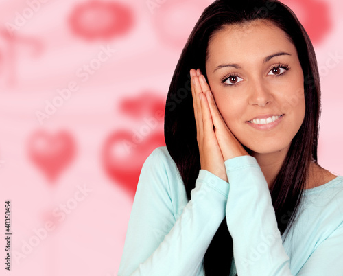 Photo: Pretty brunette woman sleeping Pretty brunette woman sleeping