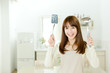 Beautiful asian woman in the kitchen