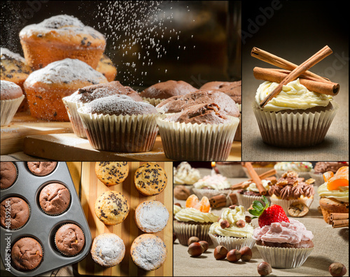 Photo: Collage of different types of muffins no. 3 Collage of different types of muffins no. 3