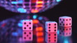 dices and a disco mirror ball on the background