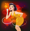 Disco woman with microphone