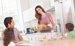 Mother bringing roast turkey to table