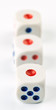ordered set of dice game, isolated on white background