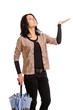 Woman checking for rain