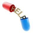 Word inside the pill capsule isolated