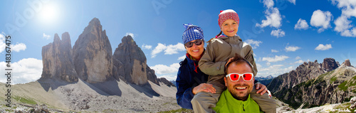 Photo: Family on hike, Tre Cime di Lavaredo - Dolomite - Italy Family on hike, Tre Cime di Lavaredo - Dolomite - Italy