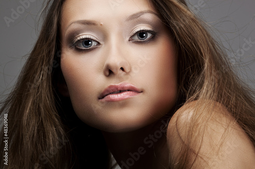 Photo: closeup woman face portrait closeup woman face portrait