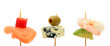 Bitesize party snacks on cocktail sticks