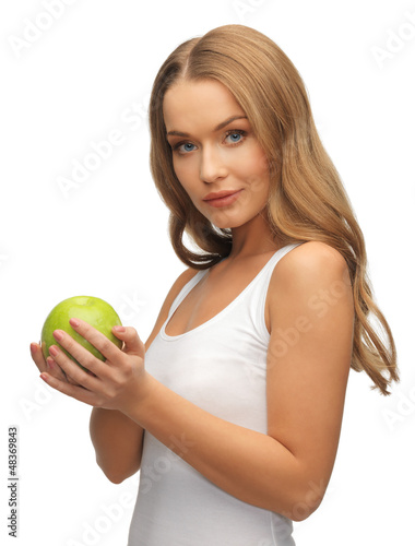 Photo: woman with green apple woman with green apple
