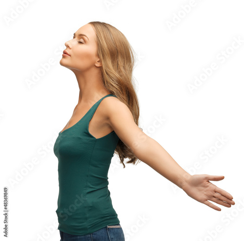 Photo: woman spreading hands woman spreading hands