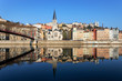 horizontal view of Lyon and Saone River