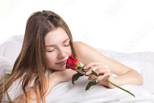 Photo: young woman in a beg young woman in a beg
