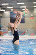 Photo: Mother and son in swimming pool, motion blurred image Mother and son in swimming pool, motion blurred image