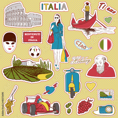 Vector: Italy travel icons Italy travel icons