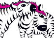 Zebra mother and her young,vector with brush strokes, EPS 10