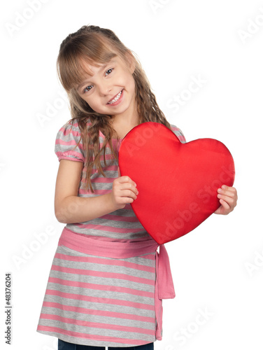 Photo: Little girl with red heart Little girl with red heart