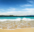 White sand beach and blue sky