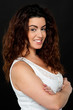 Gorgeous fashion model with perm long hair