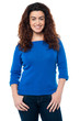 Pretty woman with long curly hair in casuals