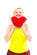 woman holding a red heart