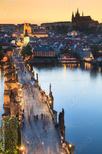 Photo: View of Vltava river with Charles bridge in Prague, Czech republ View of Vltava river with Charles bridge in Prague, Czech republ