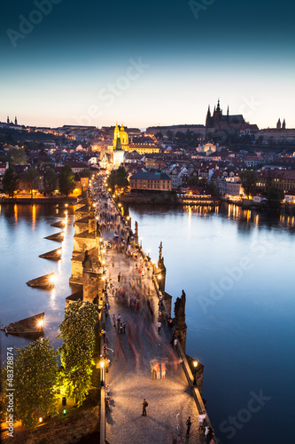 Photo: View of Vltava river with Charles bridge in Prague View of Vltava river with Charles bridge in Prague