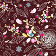floral texture with birds