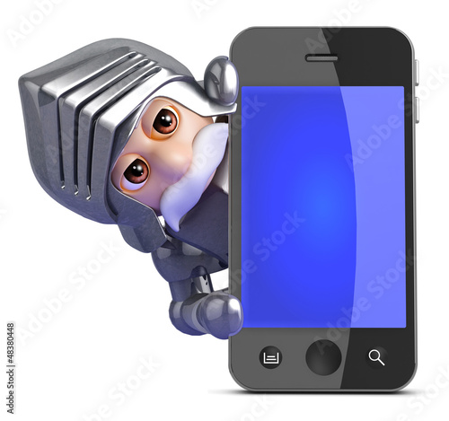 Illustration: Knight hides behind smartphone Knight hides behind smartphone