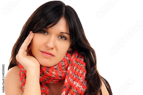 Photo: black haired woman with scarf black haired woman with scarf