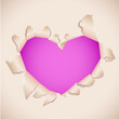 Heart shaped torn paper with pink copy space.